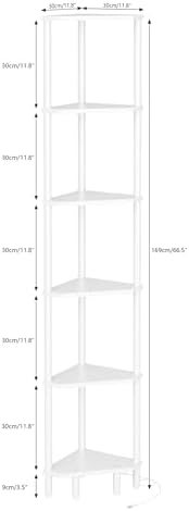 6 Tier Corner Shelf with LED Light, 66.5'' Tall Standing Shelf