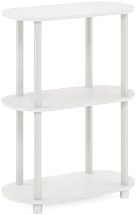Furinno Turn-N-Tube No Tools 3-Tier Modern Oval Side Display Rack, White/Virgin White