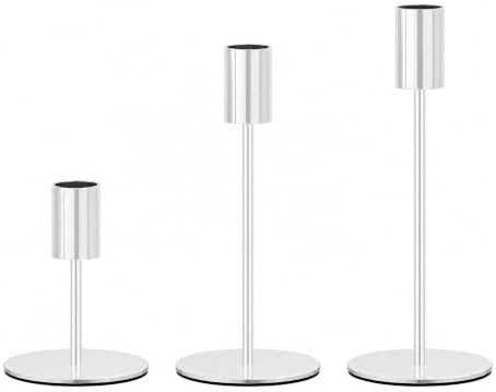 zeochyni Silver Candlestick Holders Set of 3 for Home Decor