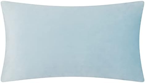 KINGROSE Handmade 3D Floral Accent Throw Pillow Case Soft Pillow Cover Gorgeous Cushion Cover for Sofa Couch Bed Home Decor 12 x 20 Inches Velvet Light Blue