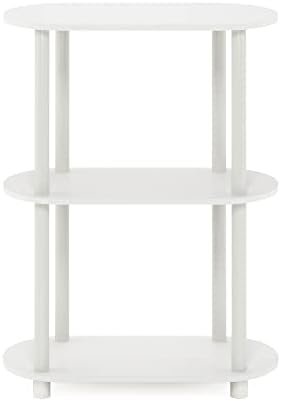 Furinno Turn-N-Tube No Tools 3-Tier Modern Oval Side Display Rack, White/Virgin White