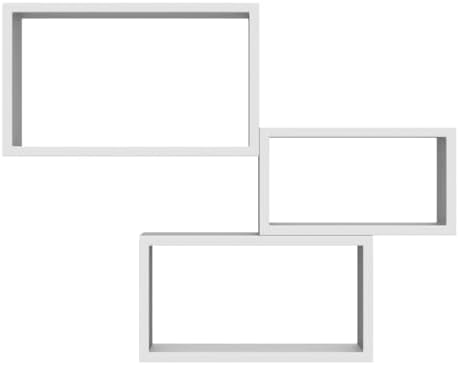 Mobili Fiver, Set of 3 Rectangular Cube Shelves, Giuditta, Matt White, Made in Italy