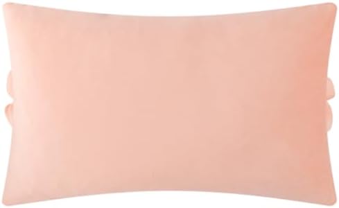 JWH 3D Flower Throw Pillow Cover Peach Pink Velvet 12x20 Inches