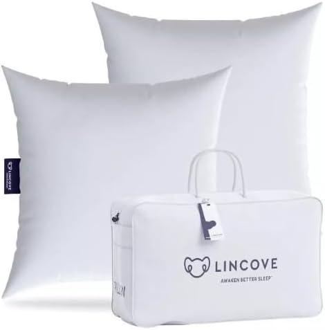Lincove Euro Throw Pillow Insert Square 14"x22" Pillow – Made in Canada, 100% Cotton Shell, Down Alternative Filling, Vegan-Friendly, Hypoallergenic - Decorative Couch Pillows, 2 Pack