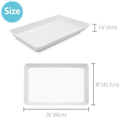 Serving Tray Platter, 26'' x 18'' x 1.6'', 2 Pcs Food Tray for Veggie Fruit Snack Dessert Cookie Cheese, Food Trays for Party Supplies Display, Large Platters for Serving Food, BPA Free