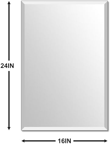 Bathroom Mirror for Over Sink 24x16 Inch Frameless Wall Mirror Rectangle