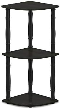 Furinno Turn-N-Tube 3-Tier Corner Display Rack Multipurpose Shelving Unit with Classic Tube, Espresso/Black