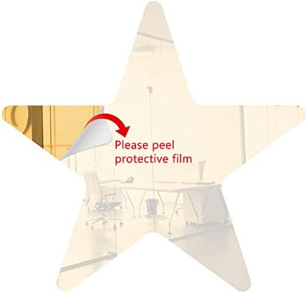 Marketing Holders Acrylic Mirror 4" Gold Star Flat DIY Smooth Edge Plexiglass Tiles .118 Decor for Holidays Classrooms Movie Theaters Coffee Shops Banks Medical Offices