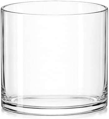 Royal Imports Glass Cylinder Flower Vase 4" Wide x 4" Tall, Clear | Cylinder Vases for Centerpieces for Tables, Floating & Votive Candle Holders Wedding Decor, Storage, Home & Event Decorations