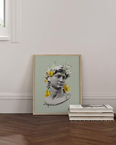 HAUS AND HUES Sage Green Wall Art – Aesthetic Green Room Decor, Vintage Botanical Posters, Minimalist Bedroom & Dorm Prints (Beige Framed, 16” x 20”)