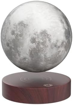 Levitating Moon Lamp.Floating and Spinning in Air Freely with Luxury Wooden Base and 3D Printing LED Moon Light Colors,for Unique Gifts,Room Decor,Night Light,Office Desk Tech Toys -6 Inch