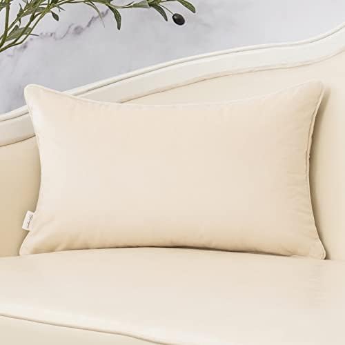 Yangest Beige Throw Pillow Cover Velvet Cushion Cover Branches Rectangular Neutral Pillowcase for Sofa Couch Bedroom Living Room, 12x20 Inch