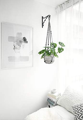 Mkono 3 Pack Macrame Plant Hangers Hanging Planters for Indoor Plants Grey