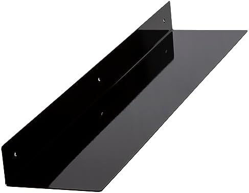 36x8 in Metal Floating Shelf Black Gloss Wall Mounted - Made in The USA - Bedroom, Living Room, Bathroom, Kitchen