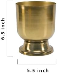 Serene Spaces Living 6.5" Kanchan Pedestal Urn Vase, Gold Metal Vases for Centerpieces, Home Decor, Wedding, Parties, Floral Arrangements, Cachepot, Potpourri, Catchall, Pack of 12