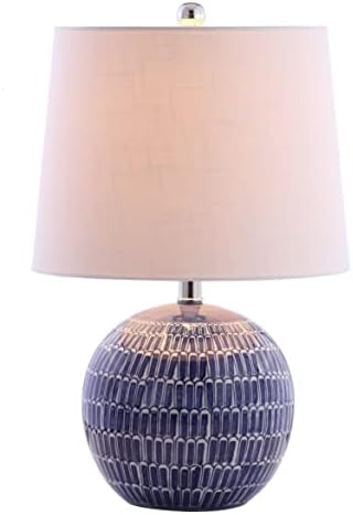 JONATHAN Y Ronald 21" Ceramic Scallop Sphere Table Lamp, Navy