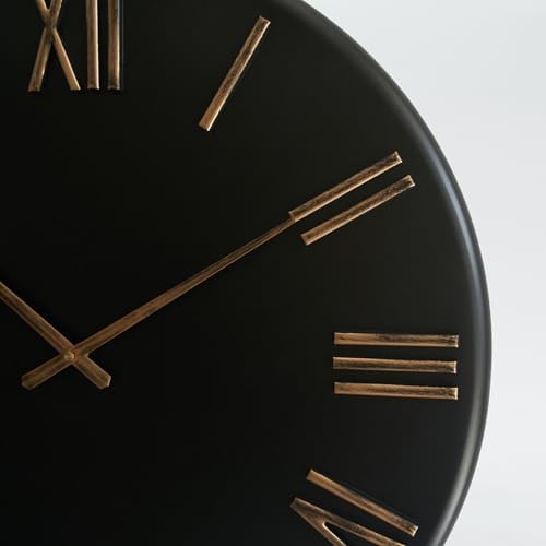 Oversized Modern Wall Clock, 30 inch, Matte Black, Quartz Movement