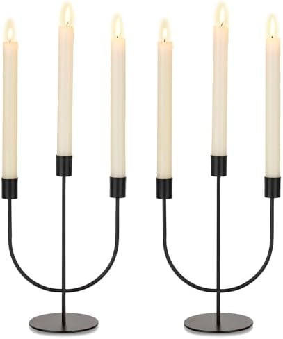 Sziqiqi Black Candelabra Candle Holders Set of 2, 3 Arm Candelabra