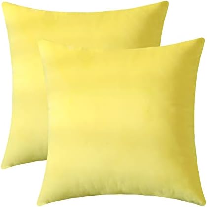 Jeneoo Comfy Soft Thick Velvet Throw Pillow Covers for Sofa Couch, Decorative Solid Square Cushion Cases for Bedroom Car (Lemon Yellow, 20 x 20 Inches, 2 Pieces)