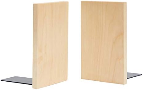 Pandapark Wood Decorative Bookends,Non-Skid Bookend for Shelves,Heavy Duty Bookends,Book Stand for Books/CDs,1 Pair
