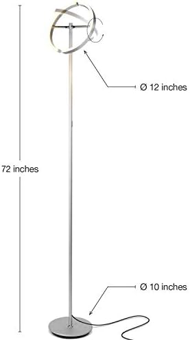 Brightech Halo Split Floor Lamp, Modern Bright LED Torchiere Floor Lamp for Offices - Dimmable, Tall Standing Lamp for Living Room or Bedroom - Adjustable Light w/Rotating Angles - Platinum Silver