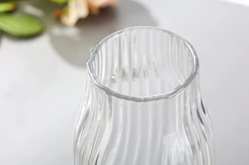 Clear Tall Vase,Large Clear Vases for Flowers,H-12.0" Simple Striped Design for Home Floor Decor,Farmhouse Decor, Centerpiece Coffee Table Decorations