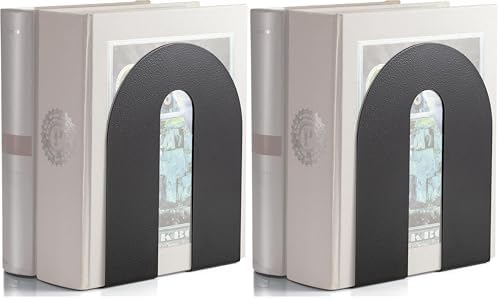Officemate Heavy Duty 10" Bookends, Non-Skid Base, Black, Pair (93142) (Pack of 2)