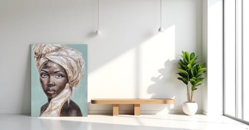 Yihui Arts African American Wall Art - Hand Painted Textured Canvas Print for Modern Contemporary Abstract Decor in Living Room, Bedroom, or Bathroom