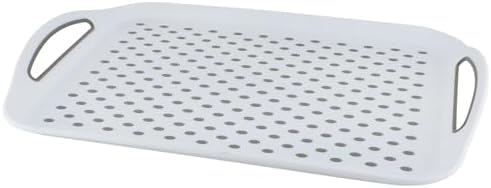 MDLUU Large Non-Slip Serving Tray with Handles, Food Serving Platter, Set of 2, White