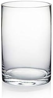 WGVI Quality Thick Weighted Clear Cylinder Glass Vases, 4" W x 6" H, Flower Arrangement Glass Candle Holders Wedding Centerpieces Terrarium Planter Floral Storage Container Pen Brush Holder, 1 Piece