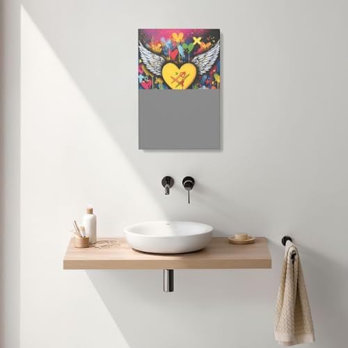 Crekviy Banksy Wall Art Street Graffti Wall Decor Heart Wings Canvas Prints Painting Romantic Artwork Decorations for Bathroom Bedroom Living Room Office Framed Gifts 16"x24"