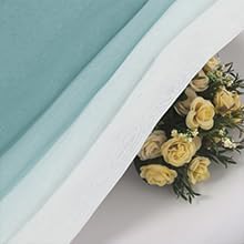 DWCN Blue Faux Linen Ombre Sheer Curtains - 84 inches Length Gradient Semi Voile Curtains for Bedroom and Living Room, Set of 2 Grommet Top Window Curtains, 52 x 84 Inches Long, Peacock Blue
