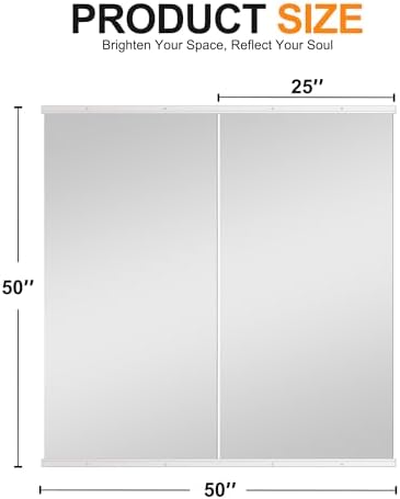 Delma Home Gym Mirror, 50''x25''x2PCS White Wall Mounted Large Frameless Tempered Glass Wall Mirror for Home Gym, Garage, Bedroom, Bathroom