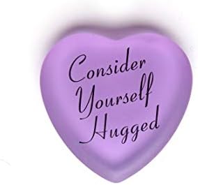 Lifeforce Glass Consider Yourself Hugged Glass Heart with Pouch, A Virtual Hug for Your Friends, Family, Loved Ones and Total (Deserving) Strangers. from (Lilac)