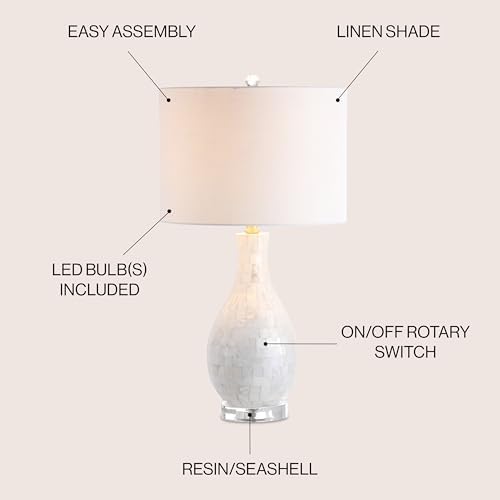 JONATHAN Y Josephine 26.5" Mother of Pearl Seashell Table Lamp, White