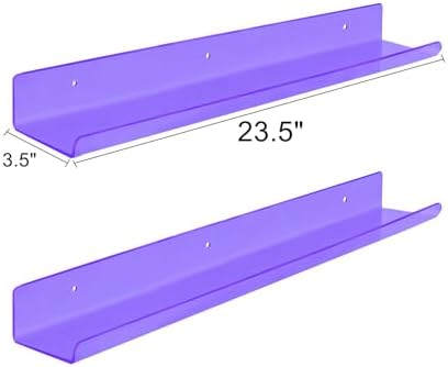 ROYALITA 2-Pack Acrylic Shelves Wall Mounted, 24 Inch Floating Shelves