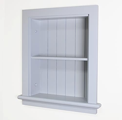 14x18 Aiden Recessed Wall Niche Medicine Cabinet Replacement, in The Wall Bathroom Cabinet Insert Shelf/Shelves, Made in North America, Real Wood, NO MDF, Beadboard, Light Gray