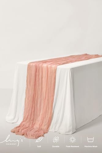 Ling's Moment 14Ft Sunset Terracotta Taupe Sheer Chiffon Table Runner