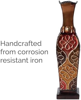 Elements Harlequin Embossed Decorative Metal Vase, Home Decor for Dried Flower and Artificial Floral Arrangements, Living Room, Bedroom, Table Centerpiece, 17-Inch (Pack of 4)