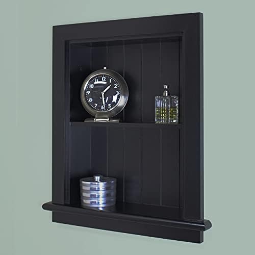 14x18 Aiden Recessed Wall Niche Medicine Cabinet Replacement, in The Wall Bathroom Cabinet Insert Shelf/Shelves, Made in North America, Real Wood, NO MDF, Beadboard, Black