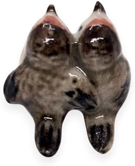 WitnyStore Tiny ½ Inch Brown Common Linnet Bird Twin Figurine - Miniature Hand Made Painted Ceramic Birds Aves Colorful Porcelain Feathered Animals Cute Decorative Collectible Figures Décor Gifts