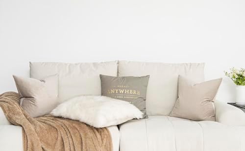 Cashmere Decorative Velvet Throw Pillow Covers 22x22 inch Set of 2 with Zipper Luxury Soft Solid Square Cushion Covers Case for Sofa Couch Bed Living Room