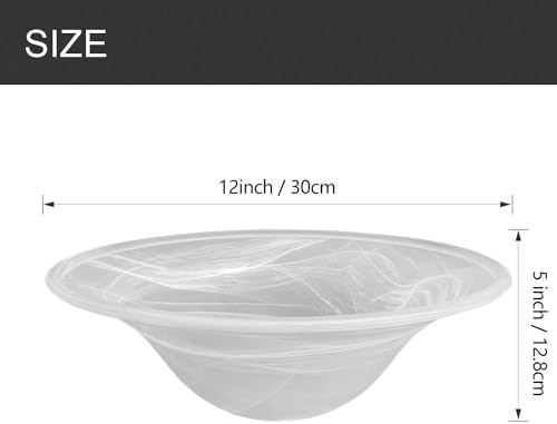 Antique Glass Lamp Shade for Floor lamp, Alabaster Torchiere Lamp Shade Replacement, Floor Lamp Replacement Parts (White Alabaster, 12'')