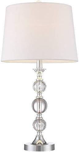 Solange 25" High Table Lamps Set of 2 Silver Stacked Crystal Modern