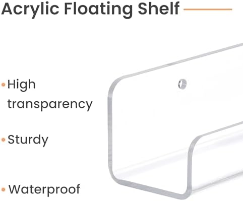 upsimples 10 Pcs 12" Clear Acrylic Shelves, Small Shelf for Wall Display