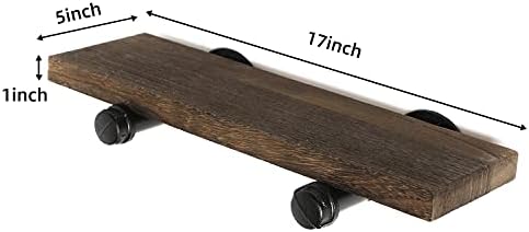 Wall Mounted Floating Shelves, Floating Shelves with Industrial Pipe Brackets Set of 2 Rustic Wood Storage Shelf for Bedroom Living Room Bathroom Kitchen Office and More (2, Brown)