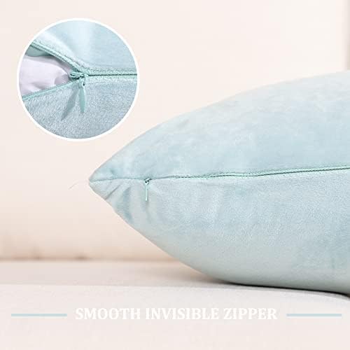Stellhome Powder Blue Velvet Throw Pillow Covers 18x18 inch, Decorative Solid Soft Cushion Cases for Couch Sofa Bed, Pack of 2