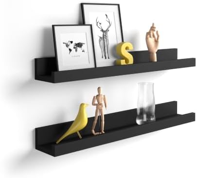 Mobili Fiver, Set of 2 First Picture Shelves, 31.49 in, Ashwood Black, Made in Italy