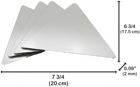 Small Decorative Self-Adhesive Triangle Shaped Wall Mirrors,Set of 4,Silver | 7.12" L x 6.12" W x 0.08" H, Frameless, Contemporary, Durable Construction, Easy to Clean, Everyday Household Use