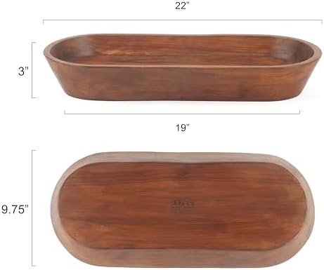 Luxe Designs Wooden Dough Bowl - Natural Acacia Wood - Handmade Decorative Bowls for Home Decor, Bathroom, Kitchen Counter, & More - Rustic Large Wood Dough Bowl for Decor, Cosmetics, and Keys